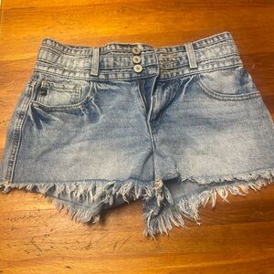 NEW KanCan Allison Triple Waistband Light Wash Jean Shorts size 25/3